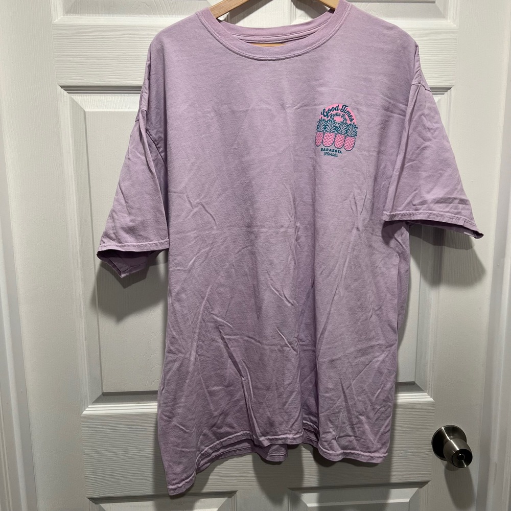 Gildan Sarasota Florida Pineapple Graphic T-Shirt Purple 2XL Good Times Tee